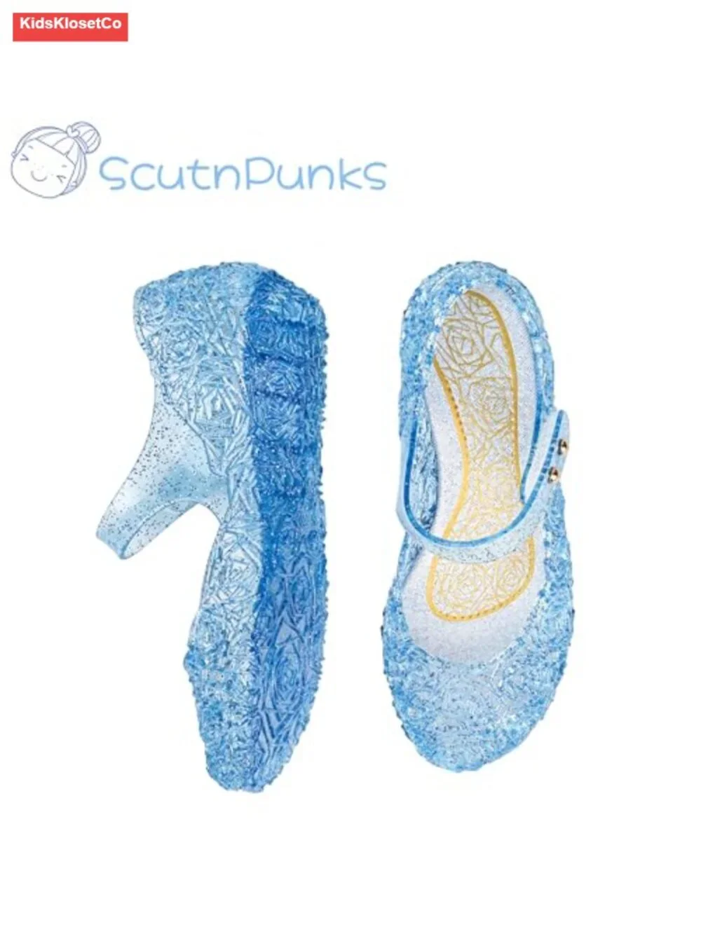 Girls Jelly Sandals with Crystal Upper, Hook-and-Loop Strap, Non-Slip Sole